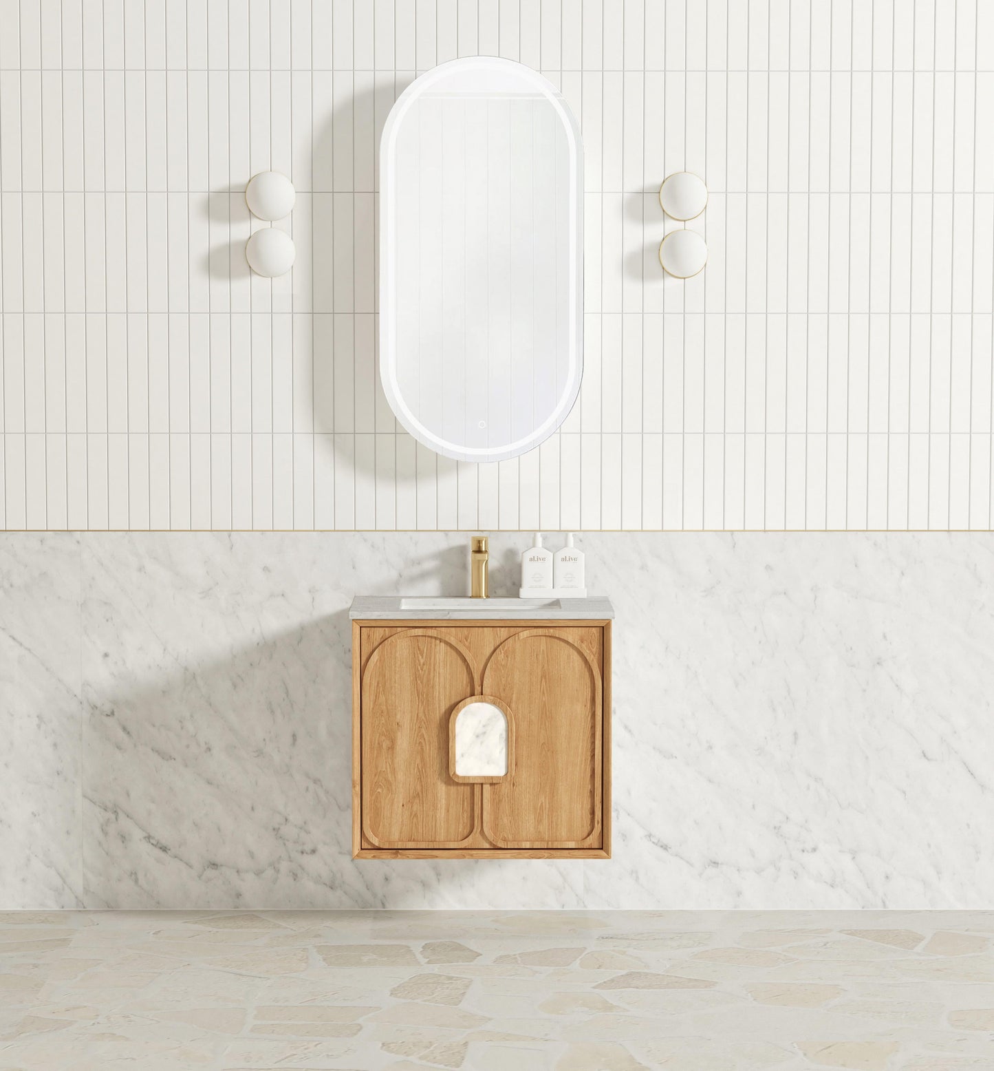 Laguna 600mm Natural American Oak Wall Hung Cabinet Only