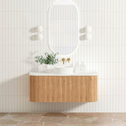 Bondi Fluted 1200mm Woodland Oak Curve Cabinet Only