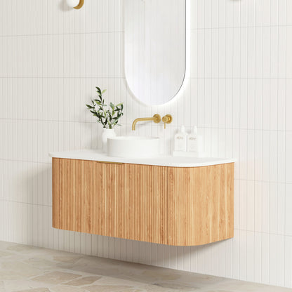Bondi Fluted 1200mm Woodland Oak Curve Cabinet Only