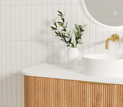 Bondi Fluted 1200mm Woodland Oak Curve Cabinet Only