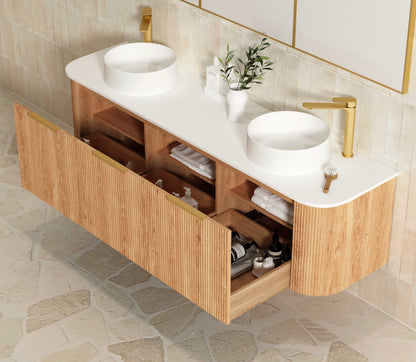 Bondi Fluted 1800mm Woodland Oak Curve Cabinet Only