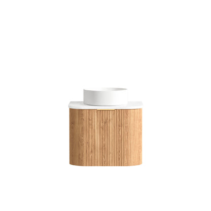 Bondi Fluted 600mm Woodland Oak Curve Cabinet Only