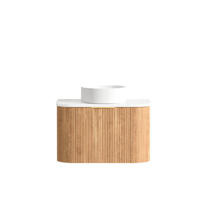 Bondi Fluted 750mm Woodland Oak Curve Cabinet Only