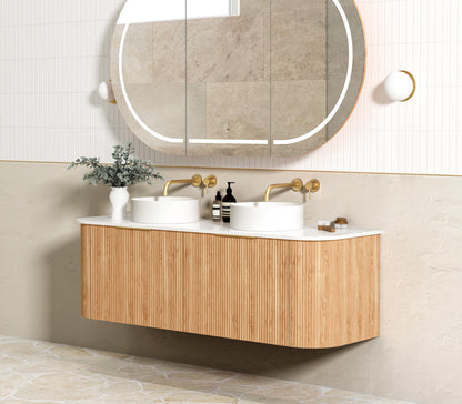 Bondi Fluted 1500mm Woodland Oak Curve Cabinet Only