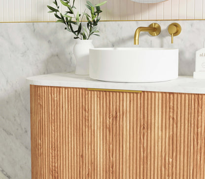 Bondi Fluted 1500mm Woodland Oak Curve Cabinet Only