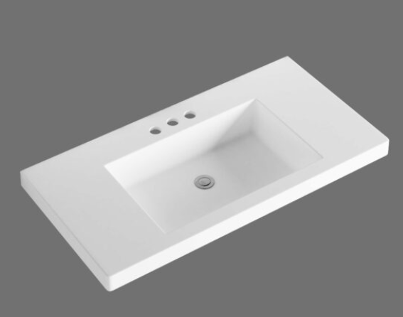900mm Polymarble Top-Pre Drilled (NTH/1TH/3TH) - Gloss white