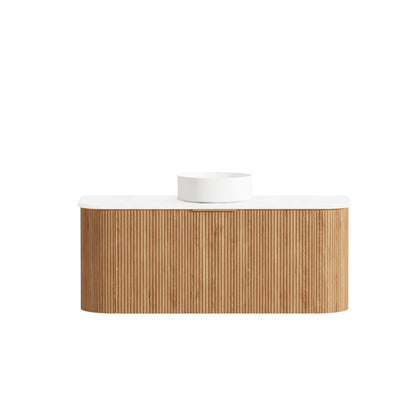 Bondi Fluted 1200mm Woodland Oak Curve Cabinet Only