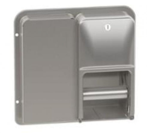 316mm W  Partition Mounted Partition-Mounted Toilet Tissue Dispenser - 316mm W x 308mm H x 197mm D - Satin