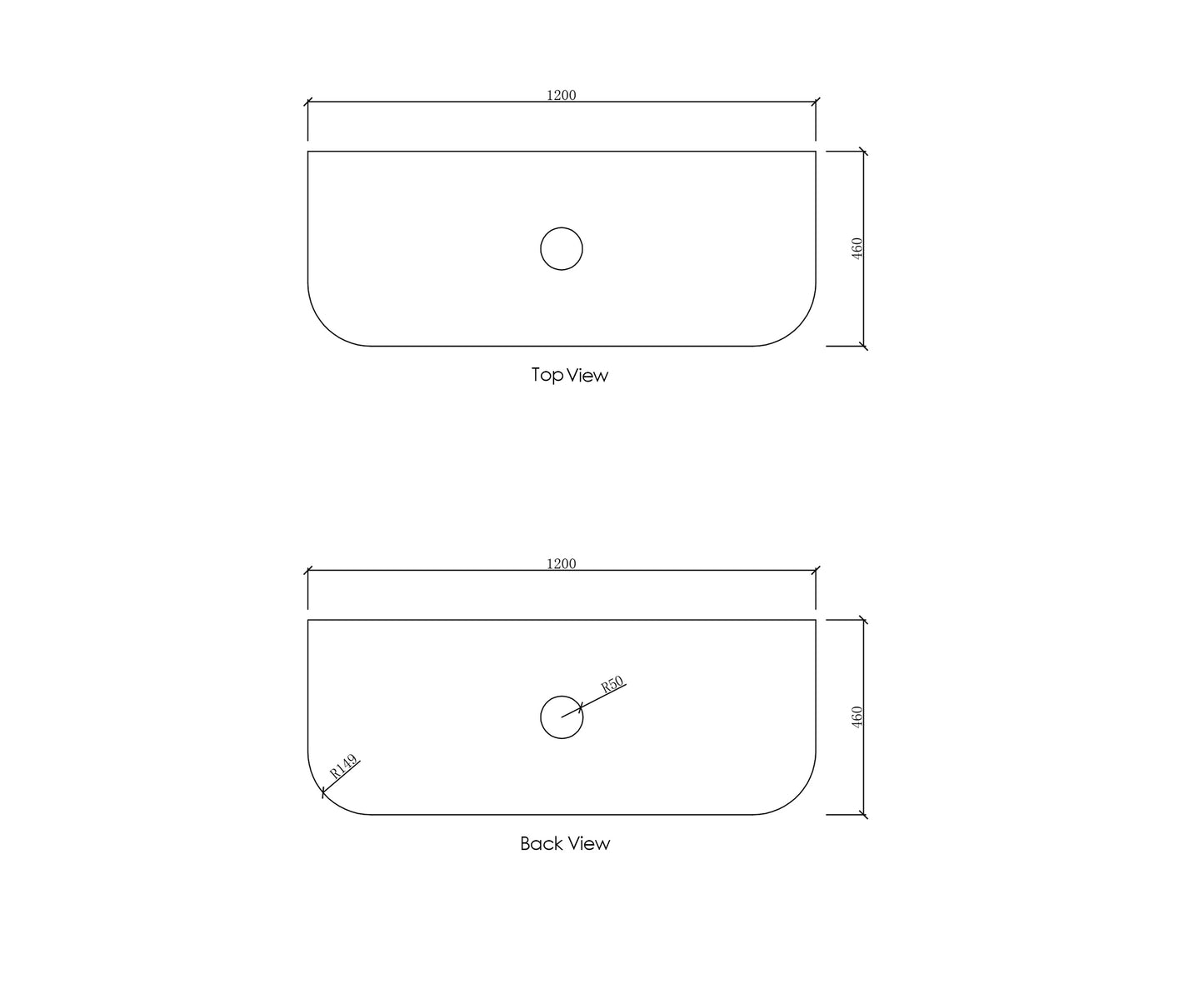 Bondi 1200mm Natural Oak Wall Hung Curve Cabinet Only