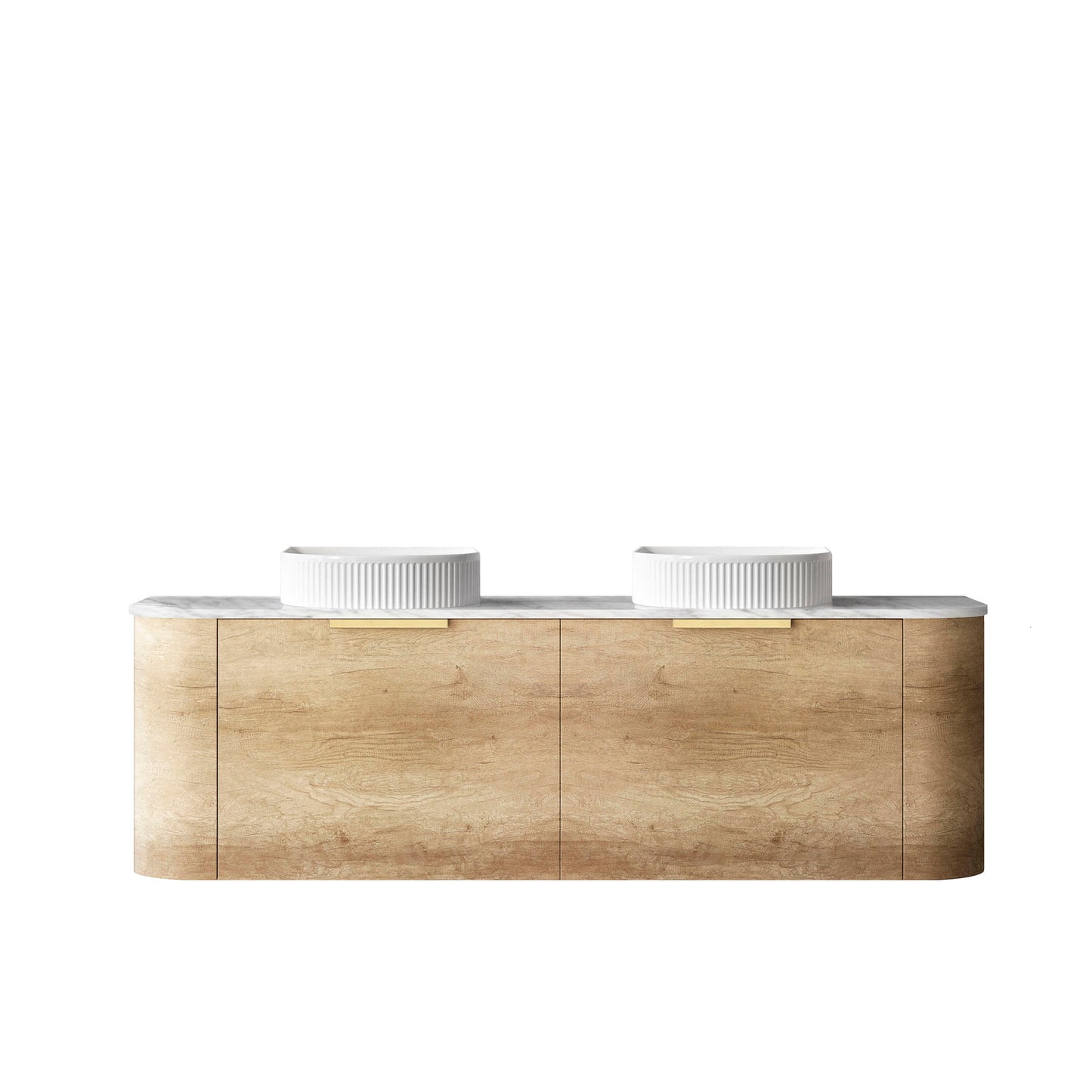 Bondi 1500mm Natural Oak Wall Hung Curve Cabinet Only