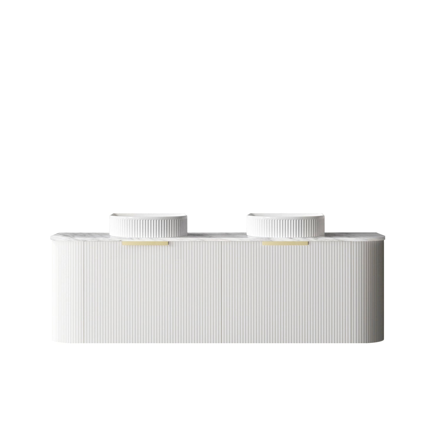 Bondi 1500mm Satin White Fluted Wall Hung Curve Cabinet