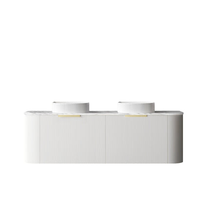 Bondi 1500mm Satin White Fluted Wall Hung Curve Cabinet