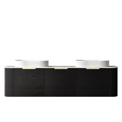 Bondi 1800mm Black Oak Wall Hung Curve Cabinet Only