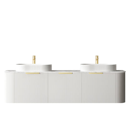 Bondi 1800mm Satin White Fluted Wall Hung Curve Cabinet Only