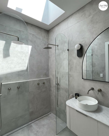 Bondi 1800mm Satin White Fluted Wall Hung Curve Cabinet Only