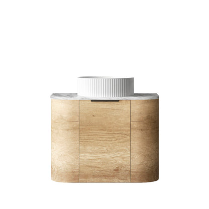 Bondi 600mm Natural Oak Wall Hung Curve Cabinet Only