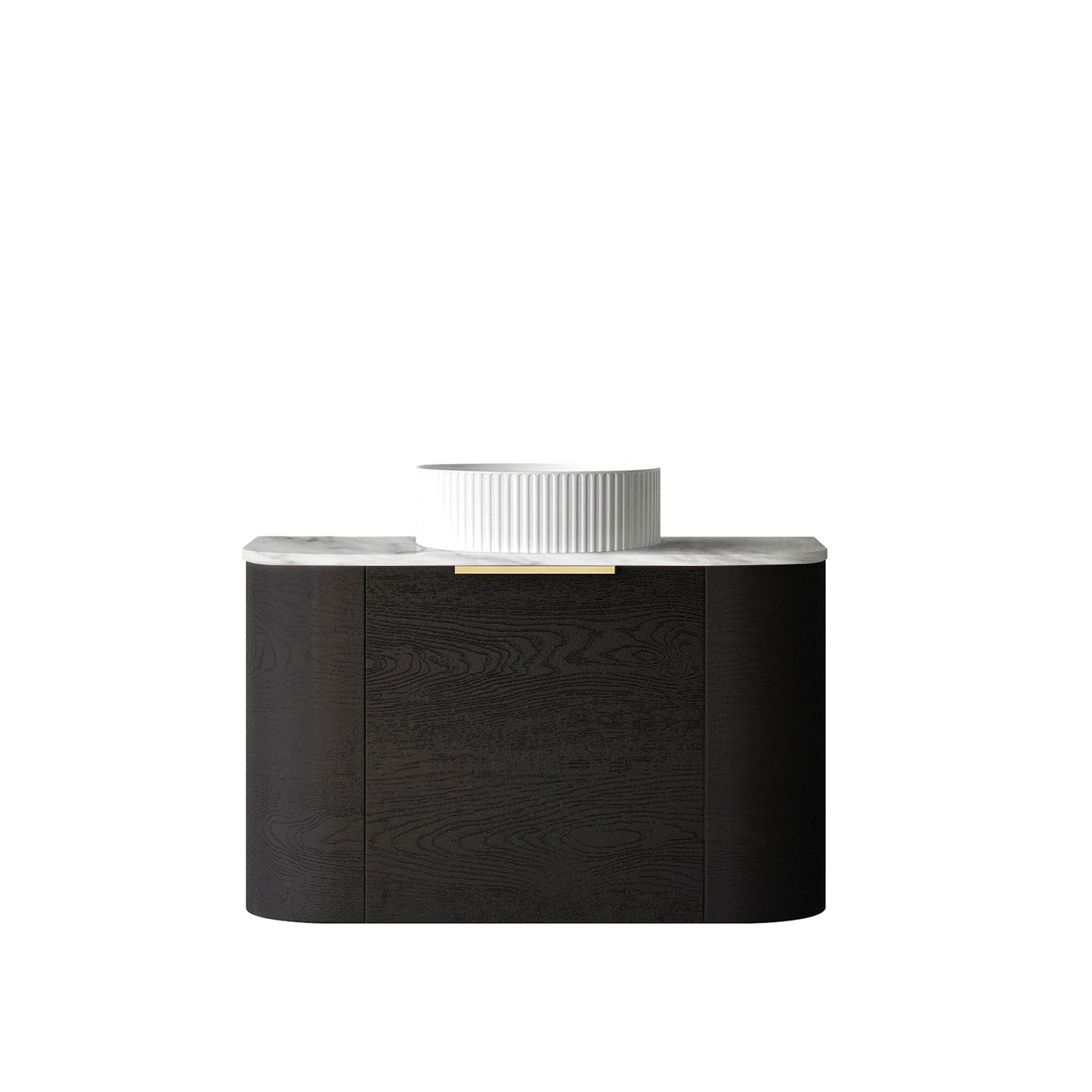 Bondi 750mm Black Oak Wall Hung Curve Cabinet Only