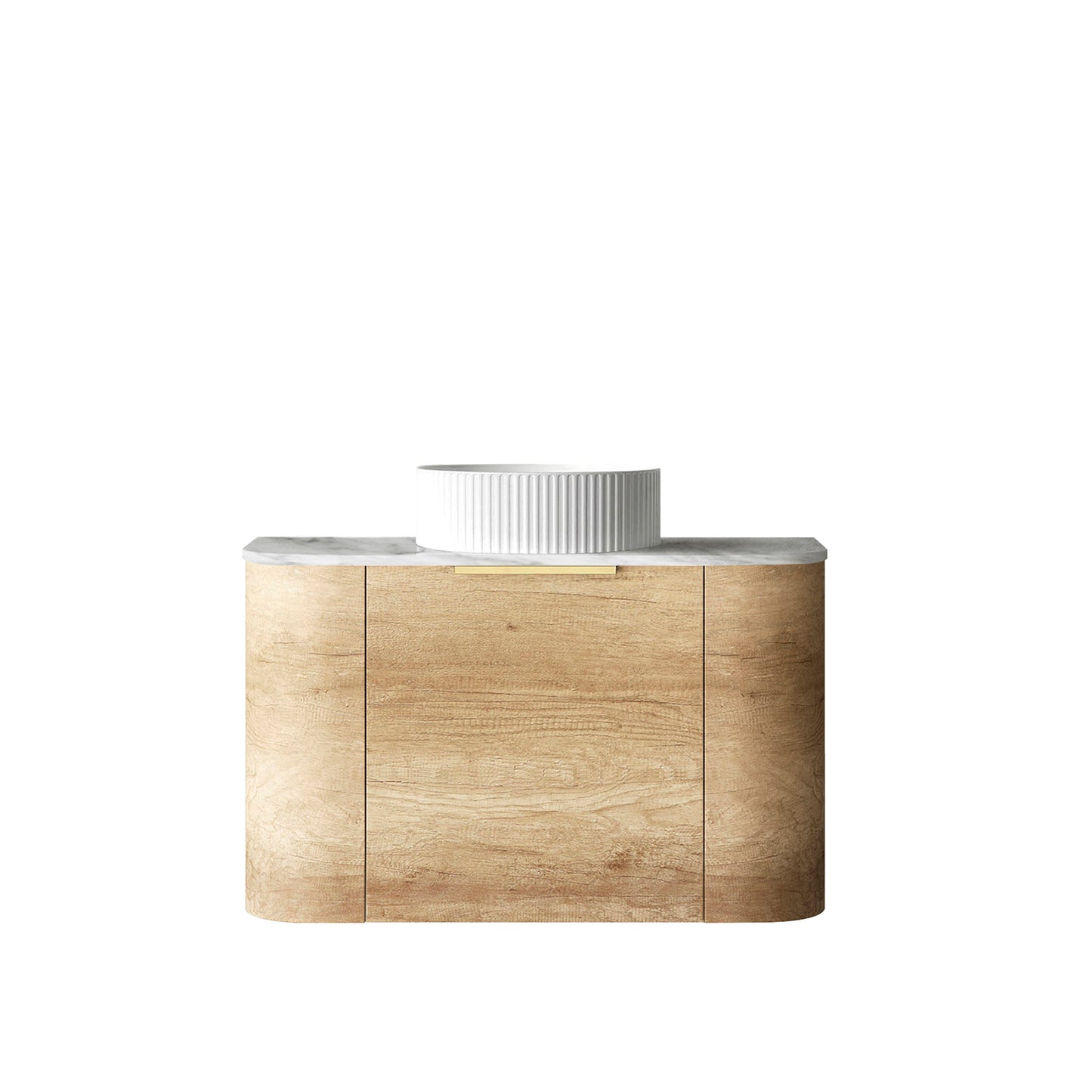 Bondi 750mm Natural Oak Wall Hung Curve Cabinet Only