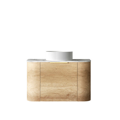 Bondi 750mm Natural Oak Wall Hung Curve Cabinet Only