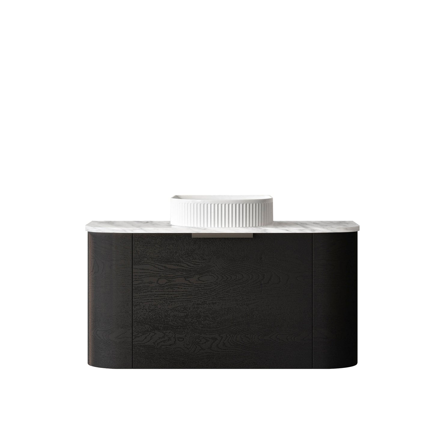 Bondi 900mm Black Oak Wall Hung Curve Cabinet Only