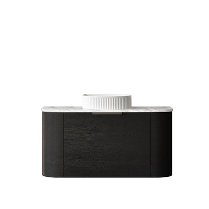 Bondi 900mm Black Oak Wall Hung Curve Cabinet Only