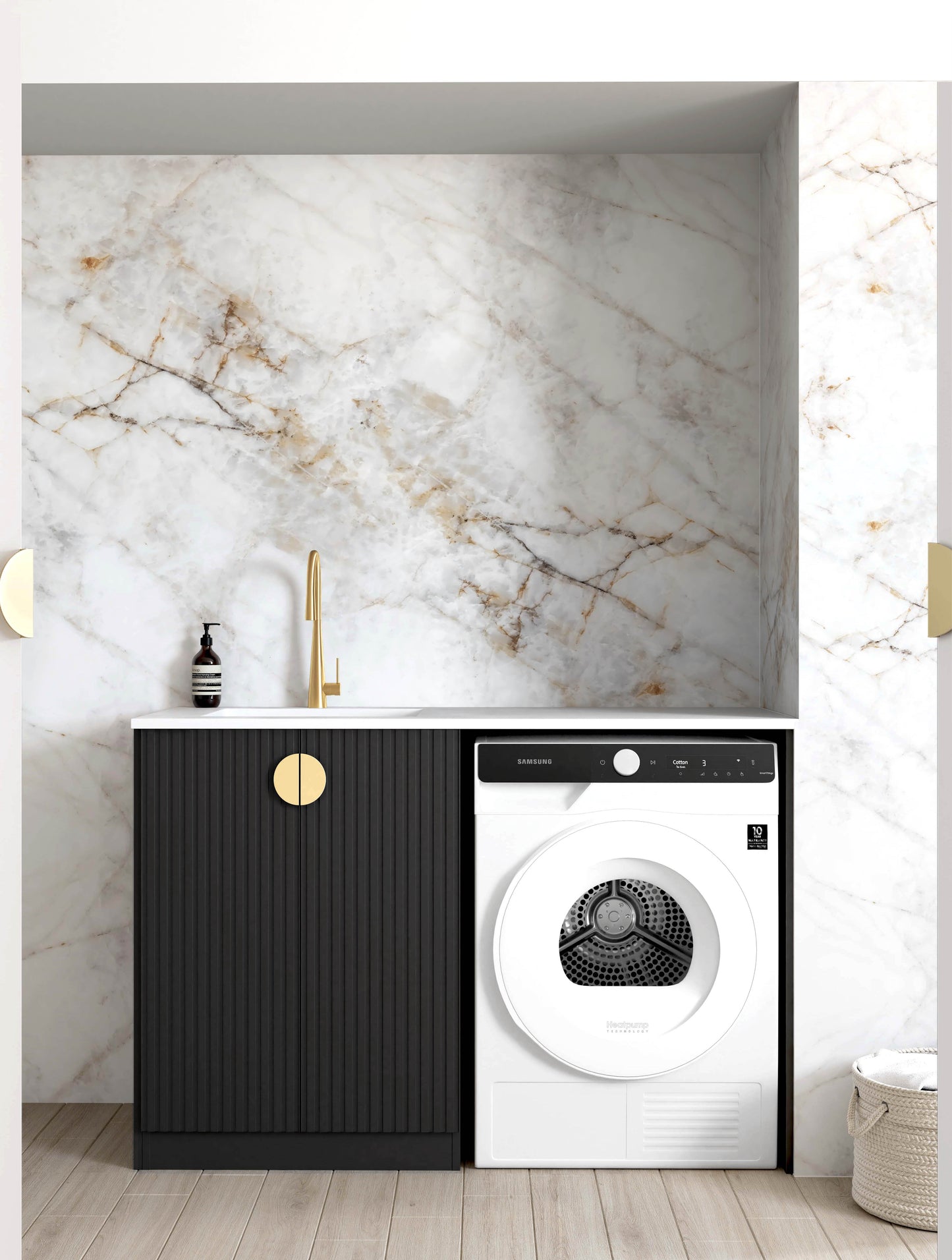 Marlo Black 1300 Base Laundry Kit with  Pure White Top
