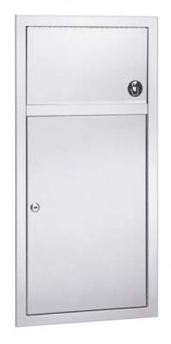 356mm W  Recessed Waste Receptacle 10.5 litres - 356mm W x 711mm H x 102mm D - Satin