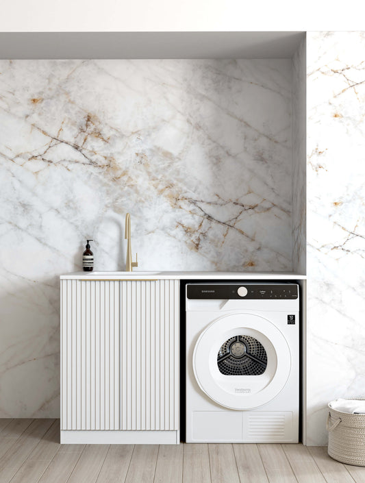 Noosa Fluted White 1300 Base Laundry Kit with  Pure White Top