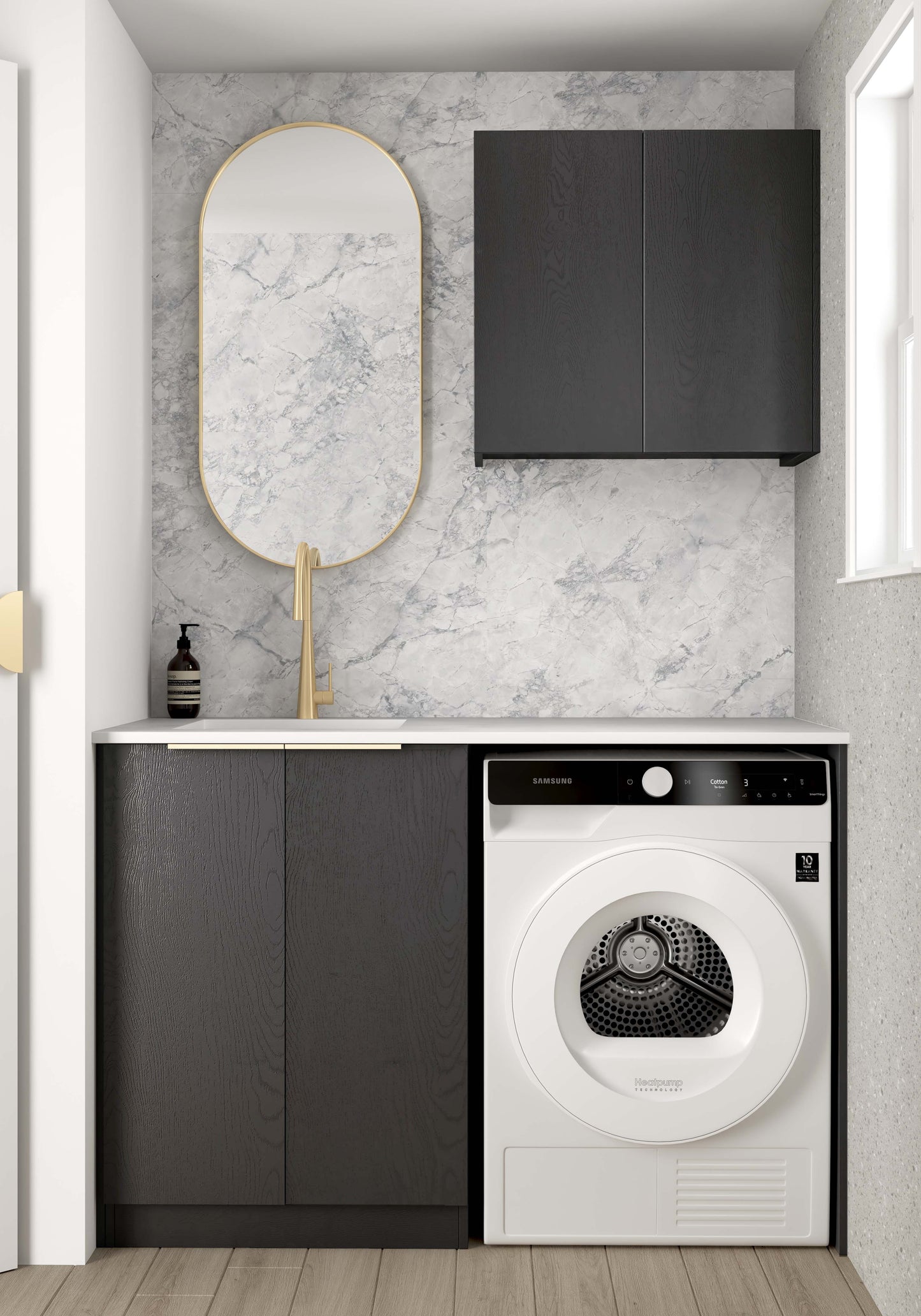 Laundry Kit 1305B Byron/Bondi Black Oak with Pure White Top
