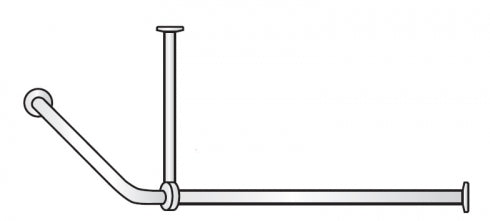 1600mm  Surface Mounted 25mm Corner Shower Curtain Rail Concealed Fix  - 1600 x 1600/1000 - Satin
