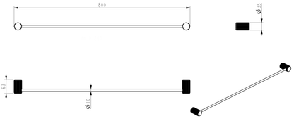 Mica Fluted Single Towel Rail - 800mm - Gunmetal