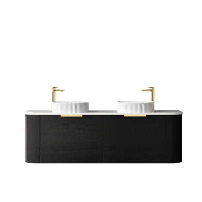 Bondi 1500mm Black Oak Wall Hung Curve Cabinet Only