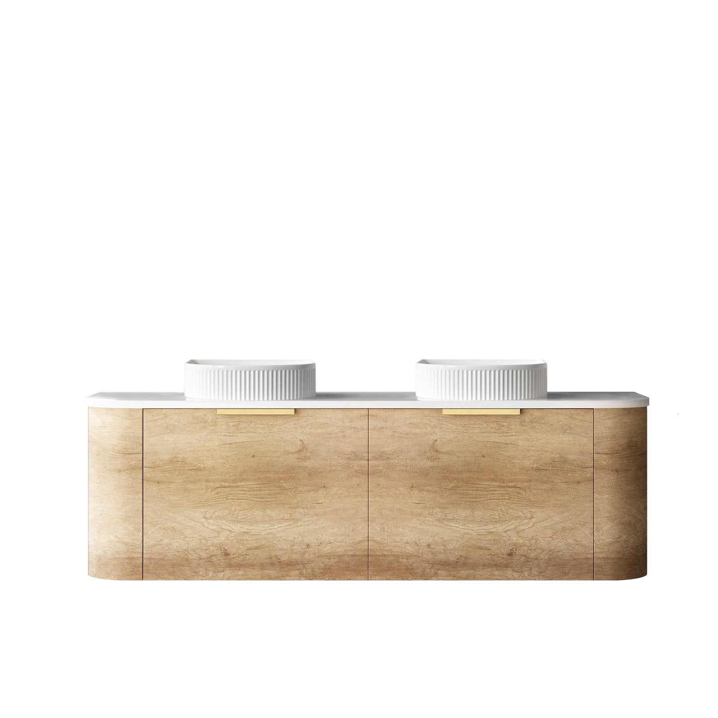 Bondi 1500mm Natural Oak Wall Hung Curve Cabinet Only