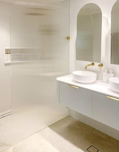 Bondi 1500mm Satin White Fluted Wall Hung Curve Cabinet