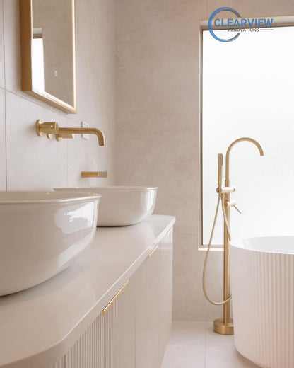 Bondi 1800mm Satin White Fluted Wall Hung Curve Cabinet Only