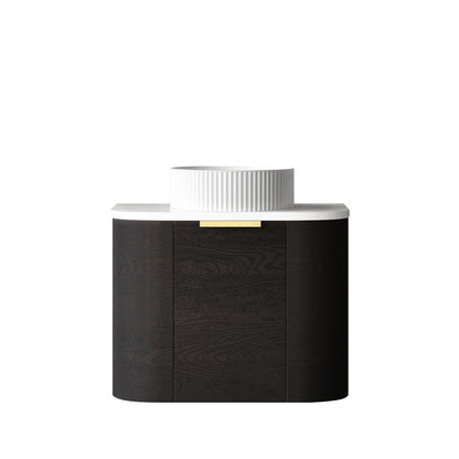 Bondi 600mm Black Oak Wall Hung Curve Cabinet Only