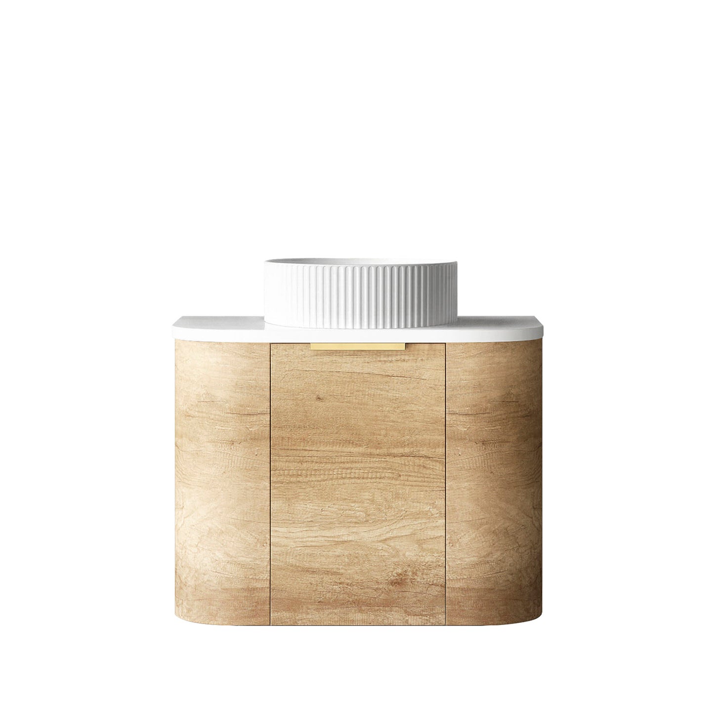 Bondi 600mm Natural Oak Wall Hung Curve Cabinet Only
