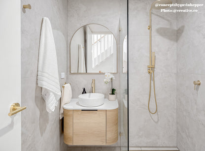 Bondi 750mm Natural Oak Wall Hung Curve Cabinet Only