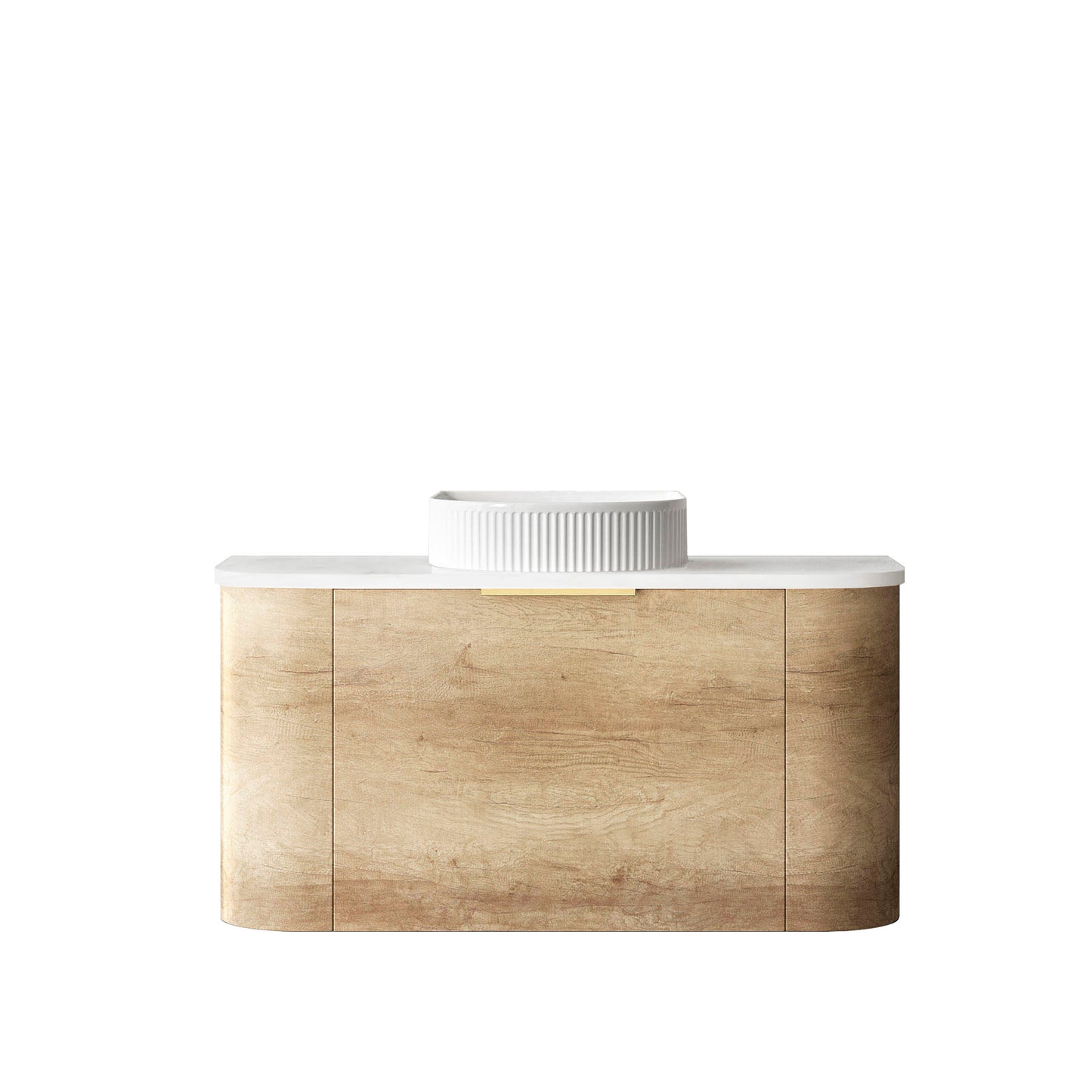 Bondi 900mm Natural Oak Wall Hung Curve Cabinet Only