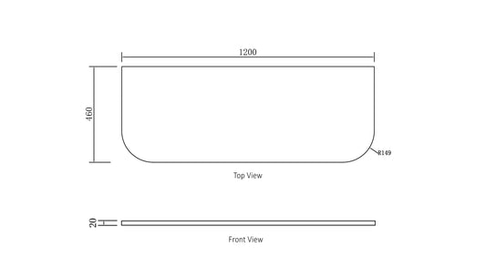 Bondi 1200x460x20 Solid Surface Cloudy Carrara Top No Hole