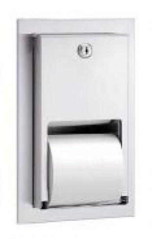 193mm W  Semi-Recessed Toilet Tissue Dispenser - 193mm W x 314mm H x 135mm D - Satin