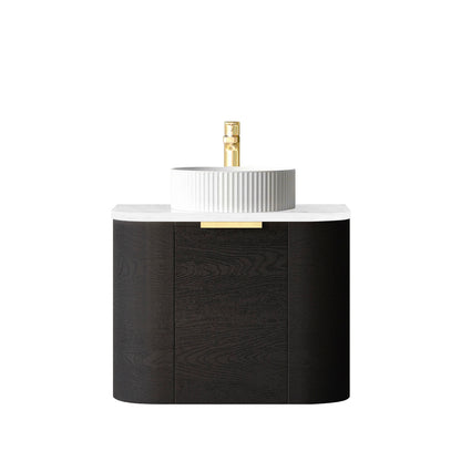 Bondi 600mm Black Oak Wall Hung Curve Cabinet Only