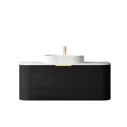 Bondi 1200mm Black Oak Wall Hung Curve Cabinet Only