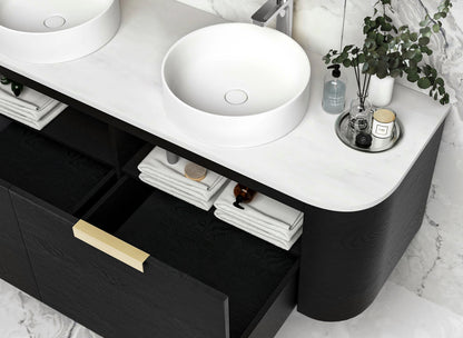 Bondi 1500mm Black Oak Wall Hung Curve Cabinet Only