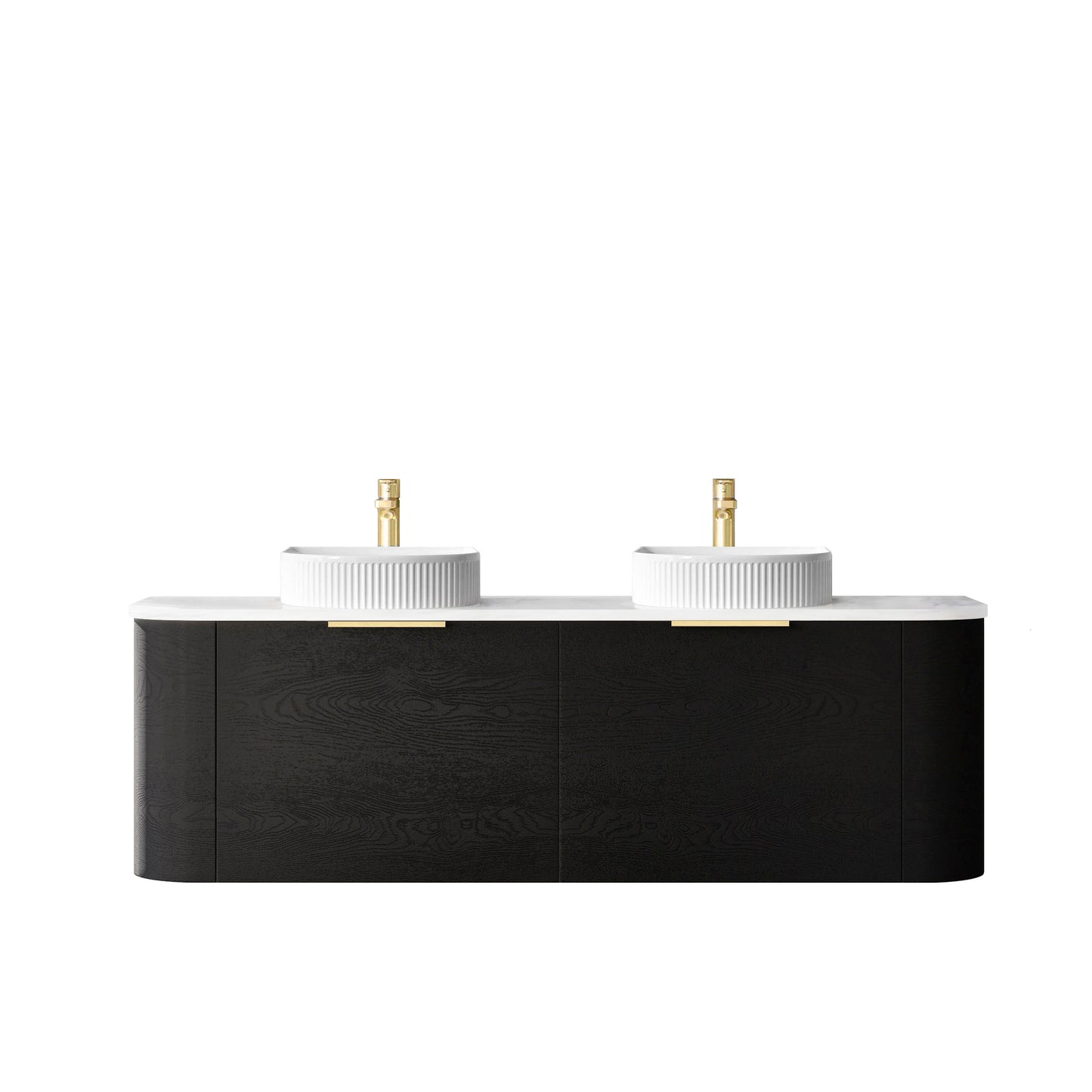 Bondi 1500mm Black Oak Wall Hung Curve Cabinet Only