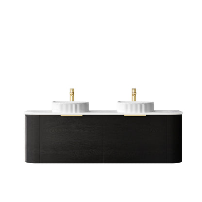 Bondi 1500mm Black Oak Wall Hung Curve Cabinet Only