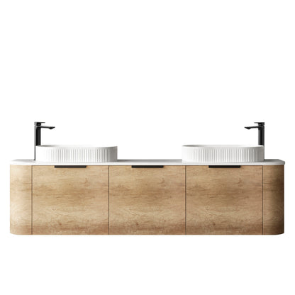 Bondi 1800mm Natural Oak Wall Hung Curve Cabinet Only