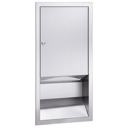 356mm W  Semi Recessed Paper Towel Dispenser - 356mm W x 711mm H x 102mm D - Satin
