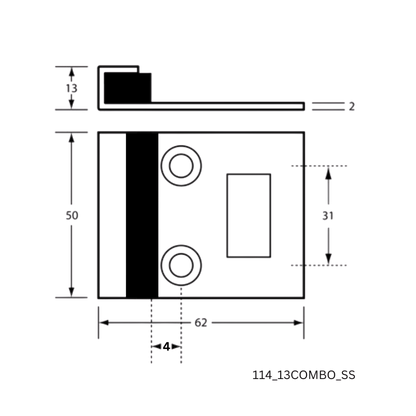 114 Combined Bumper and Staple to suit 13mm door