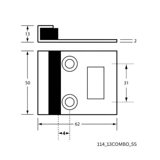 114 Combined Bumper and Staple to suit 13mm door